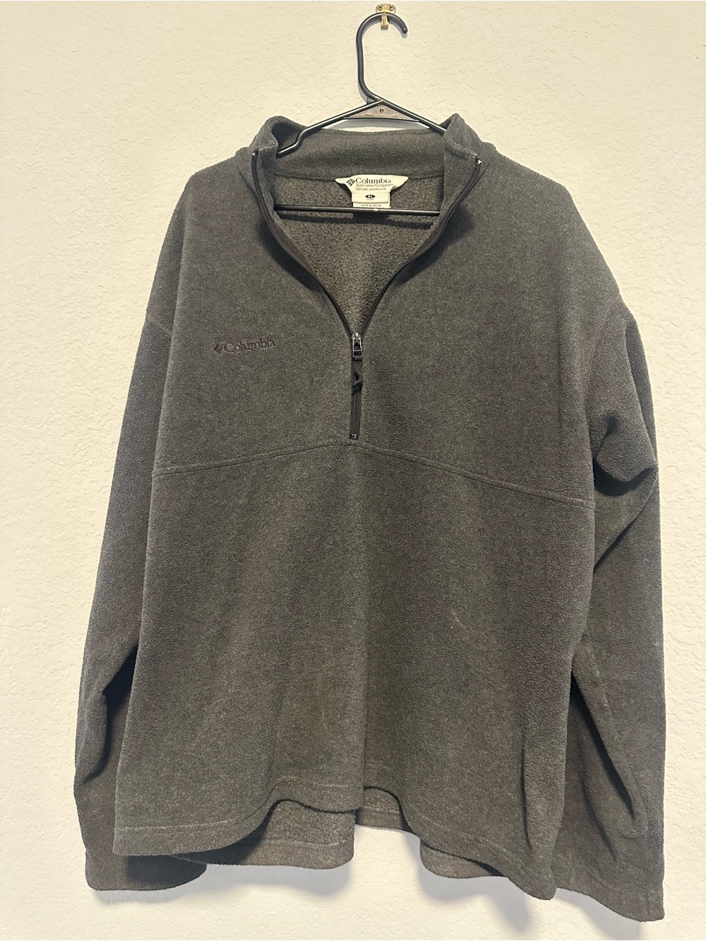 Columbia XL Dark Gray Unisex Pullover Fleece Quarter Zip Winter Jacket